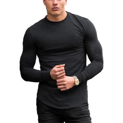 China High Quality Customized Breathable Long Sleeve Sports And Fitness Mens Solid Color T-Shirt for sale