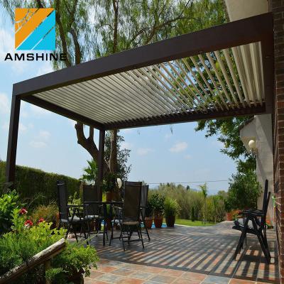 China Waterproof Easy Assemble Outdoor Motorized Retractable Louvered Aluminum Pergola Roof Awning for sale