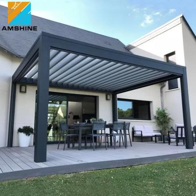 China Easily Assembled Outdoor SPA Furniture Garden Gazebo Motorized Aluminum Pergola With Adjustable Canopies for sale