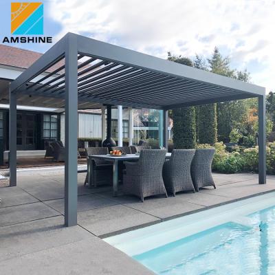 China Easily Assembled Aluminum Motorized Waterproof Bioclimatic Gazebo Louvre Pergola Kits For Garden for sale