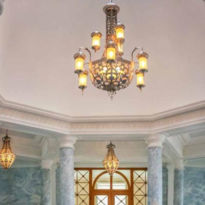 China Modern Hotel Custom Large Project Modern Led Light Fixture Crystal Bubble Ball Chandelier Pendant Lamp for sale