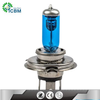 China High Low Beam 12V 60/55W Blue Quartz Glass+Stainless Lamp H4 Auto Headlight Bulb Super White Halogen Bulb for sale