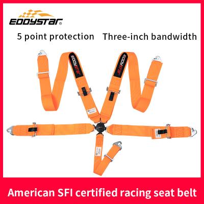 China EDDYSTAR Nylon Drift Car Racing Seat Belt Orange Color 5 Point Seat Belt for sale