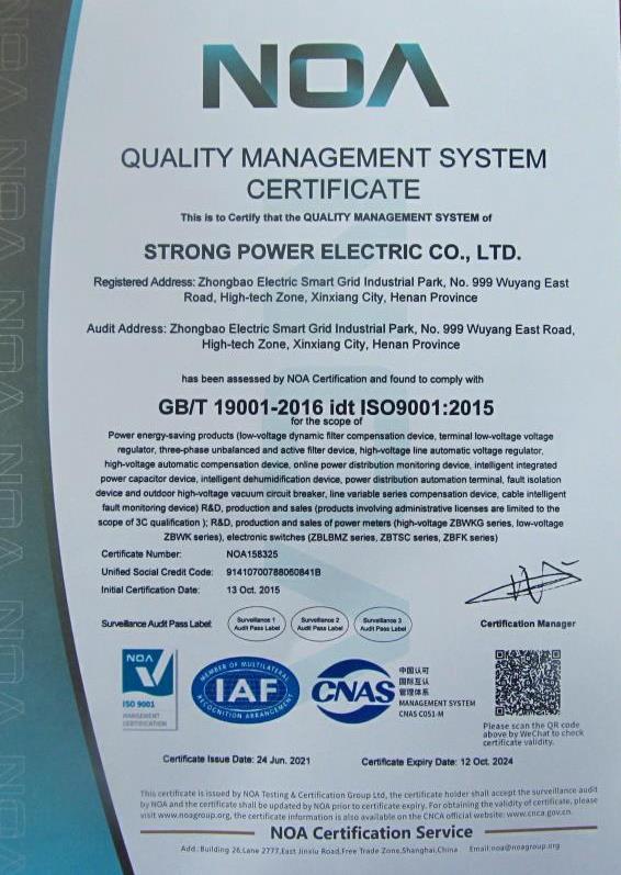 ISO9001 - Strong Power Electric Co.,Ltd.