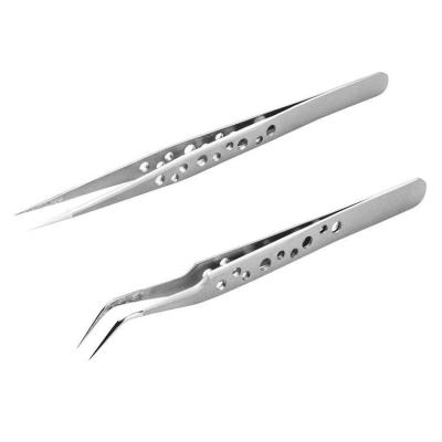 China Hot selling antimagnetic antimagnetic sharp extension tip laah comfortable grip tweezers with hole for sale