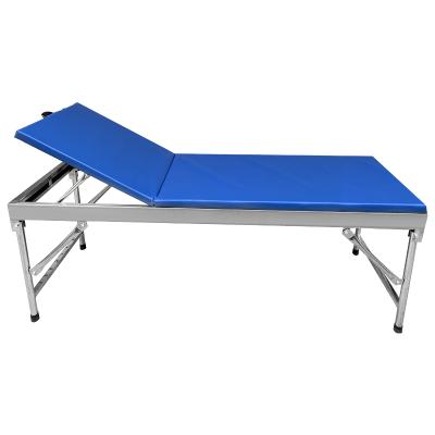 China Comfortable Adjustable Backrest Folding Stainless Steel Hospital Physiotherapy Examination Bed for sale