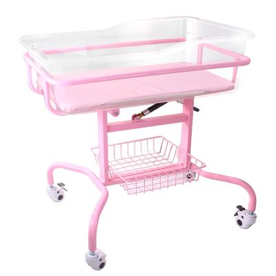 China Durable Stainless Steel Hospital Trolley Pediatric Nursing Newborn Baby Crib for sale