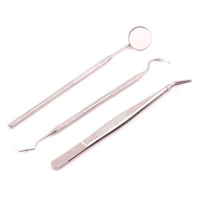 China Durable 3 Piece Stainless Steel Dental Set Examine Mirror / Probe / Dental Tweezers for sale