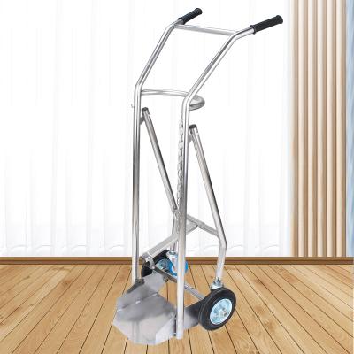 China Folding Detachable Medical Oxygen Stainless Steel Low Price Cylinder Transport Trolley for sale