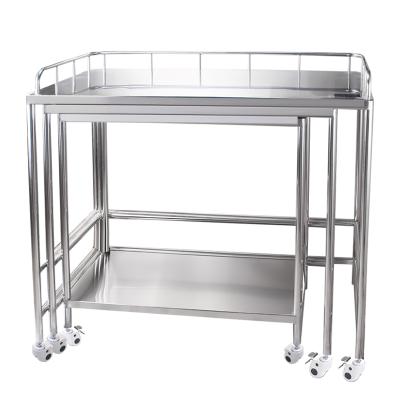 China Durable Customized 3 Size 304 Stainless Steel Medical Surgical Instrunment Trolley for sale