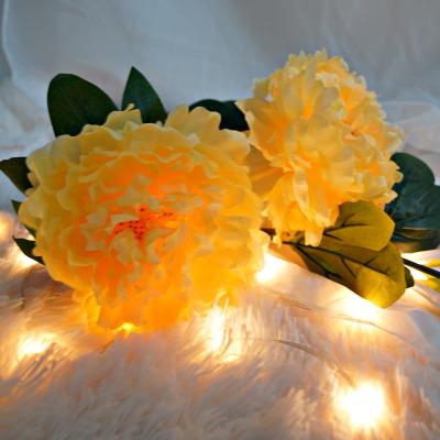 China Holiday Decoration High Quality 3 Flowers Waterproof Solar Powered Peony Flower Shape LED Light For Garden Vase Bedroom Decoration for sale