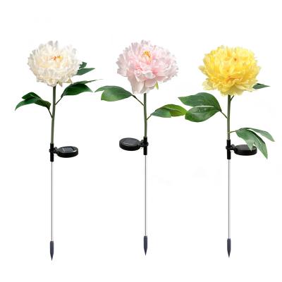 China 1Peony Light 1Peony Warm White Waterproof Outdoor Waterproof Light Cloth Artificial Solar Fower Flower Light Garden Holiday Decoration for sale