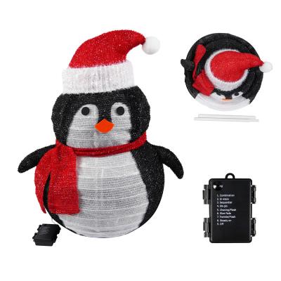 China Modeling Element 40 LED Foldable Lightweight Waterproof Christmas Lamp Doll Penguin Christmas Sight Lamp Iron Outdoor Decoration For Home Patio for sale