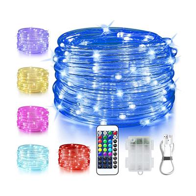 China Warehouse Battery Operated 5V Outdoor Trampoline Lights Flexible Tube 16 Colors Changing Waterproof Neon LED Rope Lights for sale