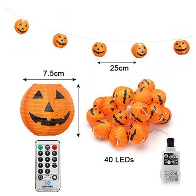 China Pi 40 EU Holiday Decoration 33 Power LED LED Foldable Pumpkin Lantern Jack-o-lantern Halloween Paper Night Light for sale