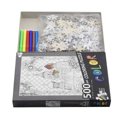 China Cartoon Toy Customized Painting Jigsaw Puzzle Coloring Paper Drawing -- Educational Drawing Color Puzzle with 70*50cm 500 Pieces for Kids for sale