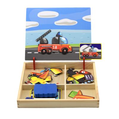 China Cartoon Toy Wooden Hand Puzzle Board Vehicle Shape Car Running Match Toys Developmental Educational Games For Children for sale