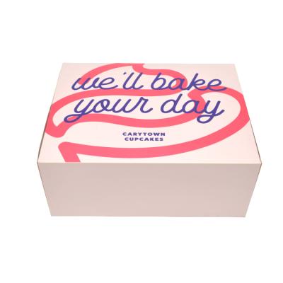 China Large Recycled Materials Rectangle Bakery Food Packaging Gift Box Custom Design Wedding Party Favor Foldable Cupcake Box Paper for sale