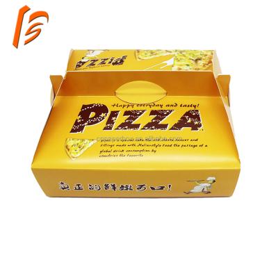 China Disposable custom printed 12 14 16 inch pie pizza carton factory price food grade portable pizza box with handle for sale