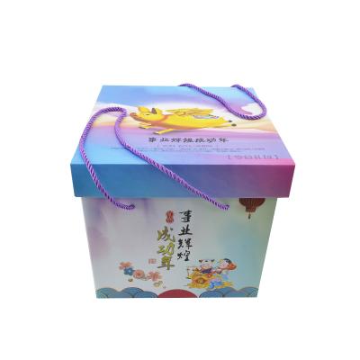 China Recycled Materials Wholesale Recycle Custom Logo Printed Rigid Corrugated Paper Box With String for sale