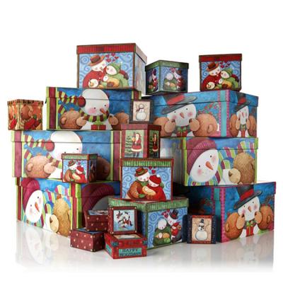 China Recycled Materials Printing Folding Cardboard Christmas Packaging Gift Box With Lid for sale