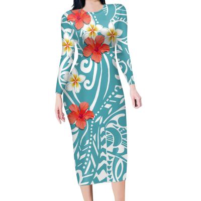 China Breathable Upper Warm Colorful Floral New Style Customized Temperament Ladies Slim Long Sleeve Elegant Evening Dresses for sale