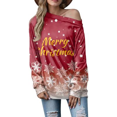 China 2021 Polynesia Women's Breathable High-Qulity Christmas Series Off The Shoulder Long Sleeve Style Of The New Chiffon Blouse for sale