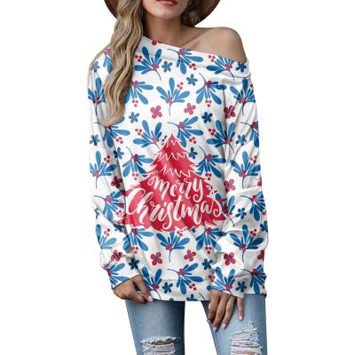 China Christmas Breathable OEM Customized 2021 New Women Chiffon Off Shoulder Tops Long Sleeve Plus Size Super Warm Top for sale