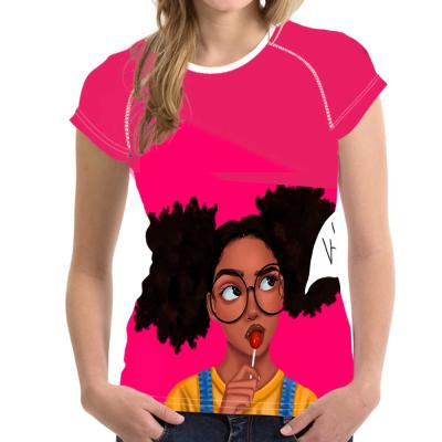 China New 2021 Wholesale QUICK DRY T-shirt T-shirts With African Girl Printed Custom Logo T-shirt Printer Ladies Women Oversized for sale