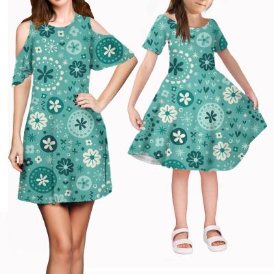 China Plus size 2021 new products summer mother and daughter dress tribal paisley pattern family casual dress style family suit handsome for sale