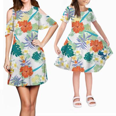 China Beautiful new arrivals mother of the Hawaiian style 2021 casual dress plus size and sweet fashion matching girl outfits dresses floral model for sale