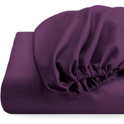 China Single Purple Elastic Microfiber Sheet Queen Elastic Fitted Bedding For Home for sale