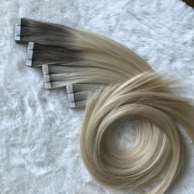 China Natural Wave Natural Straight Double Drawn Cuticle Aligned virgin tape hair extension human Tape in Women Hair Extension tape in vendors for sale