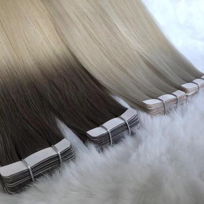 China Silky Straight Wave DINGQIAO High Quality Remy Virgin Russian Human Hair Customize Double Side Tape In Human Hair Extension for sale