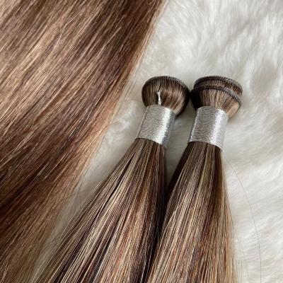 China Thin & Light Genius Weft Hair Extensions Double Drawn Human Hair 100% Remy Virgin Russian Genius Blonde Color Human Hair for sale