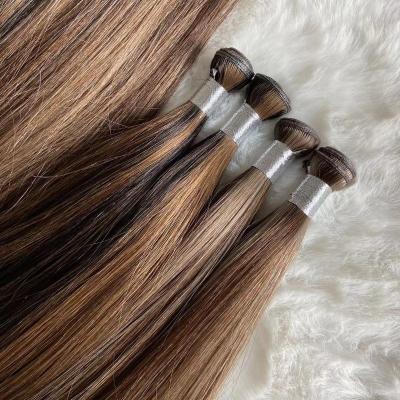 China Silky Straight Wave Newest Remy Human European Genius Weft Hair Extensions 13A Double Drawn Wavy Russian Hair Genius Weft for sale