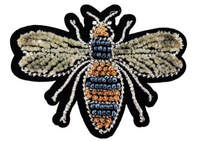 China Wholesale Crystal Rhinestone Bee Embroidery Tooth Brush Patch Applique for sale