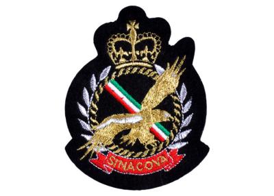 China Laser Cut Sew On Gold Lurex Embroidery Military Badge For Uniform for sale