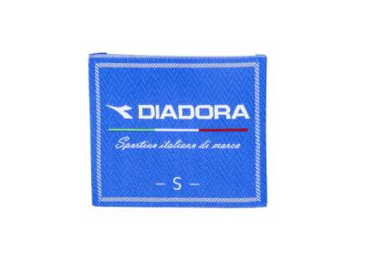 China Custom Clothing End Folded Diadora Woven Main Label For Sports Clothing for sale