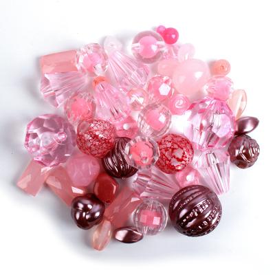 China Pink Acrylic Color Mixed Style Craft Acrylic Plastic Beads For Kids DIY Craft Projects for sale