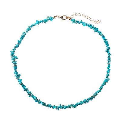 China Fashion Handmade Turquoise Blue Stone Beaded Necklace Chunky Drop Statement Necklace Set For Women for sale