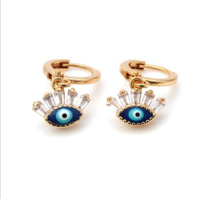 China TRENDY Turkish Shiny Evil Eye Zircon Earring Hamsa Hand Eyelash Tassel Earring For Women for sale