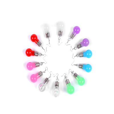 China Cute Multicolor Flashing Luminous Earrings Creative Light Bulb Earrings for sale