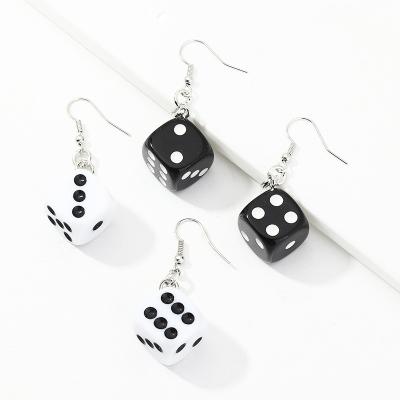 China CLASSIC Punk Acrylic Black White Cube Cut Out Dangle Earrings Funny Resin Geometric Drop Jewelry For Women for sale