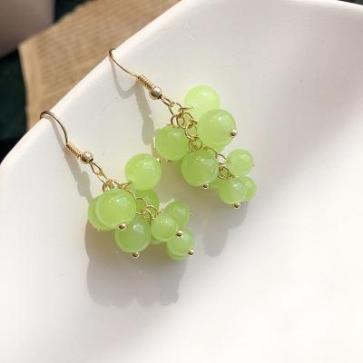 China Cute Korean Cute Grape Acrylic Green Fruit Earrings Jewelry Girl Kawaii Dangle Earrings for sale