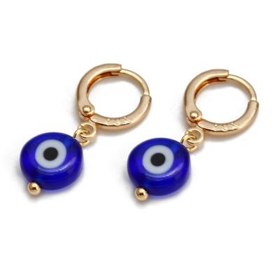 China Evil Eye CLASSIC Gold Small Bule Hoop Drop Dangle Earrings For Women Girls for sale