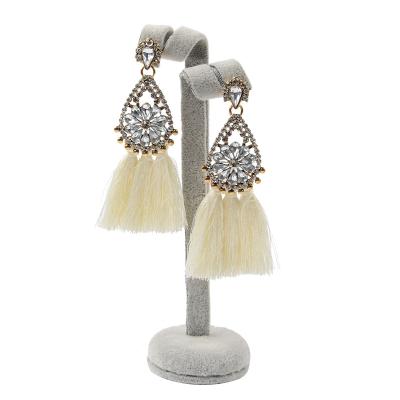 China BOHEMIA Vintage Stone Floral Crystal Fringe Water Drops Tassel Earrings For Female for sale