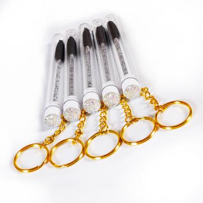 China Wholesale Custom Disposable Soft Spoolies Lash Extension Brushes Lash Mascara Eyelash Applicator Wand With Key Chain for sale