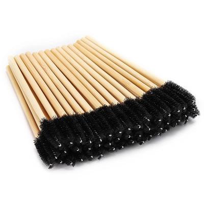 China Daily Disposable Bamboo Handle Bamboo Handle Mascara Brush Nylon Synthetic Hair Eyelash Mascara Wand for sale