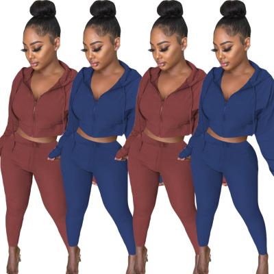 China Sportswear 2021 Breathable Hoodie Women Sets Two Piece Sweater Solid Autumn Set Women Two Piece Set for sale